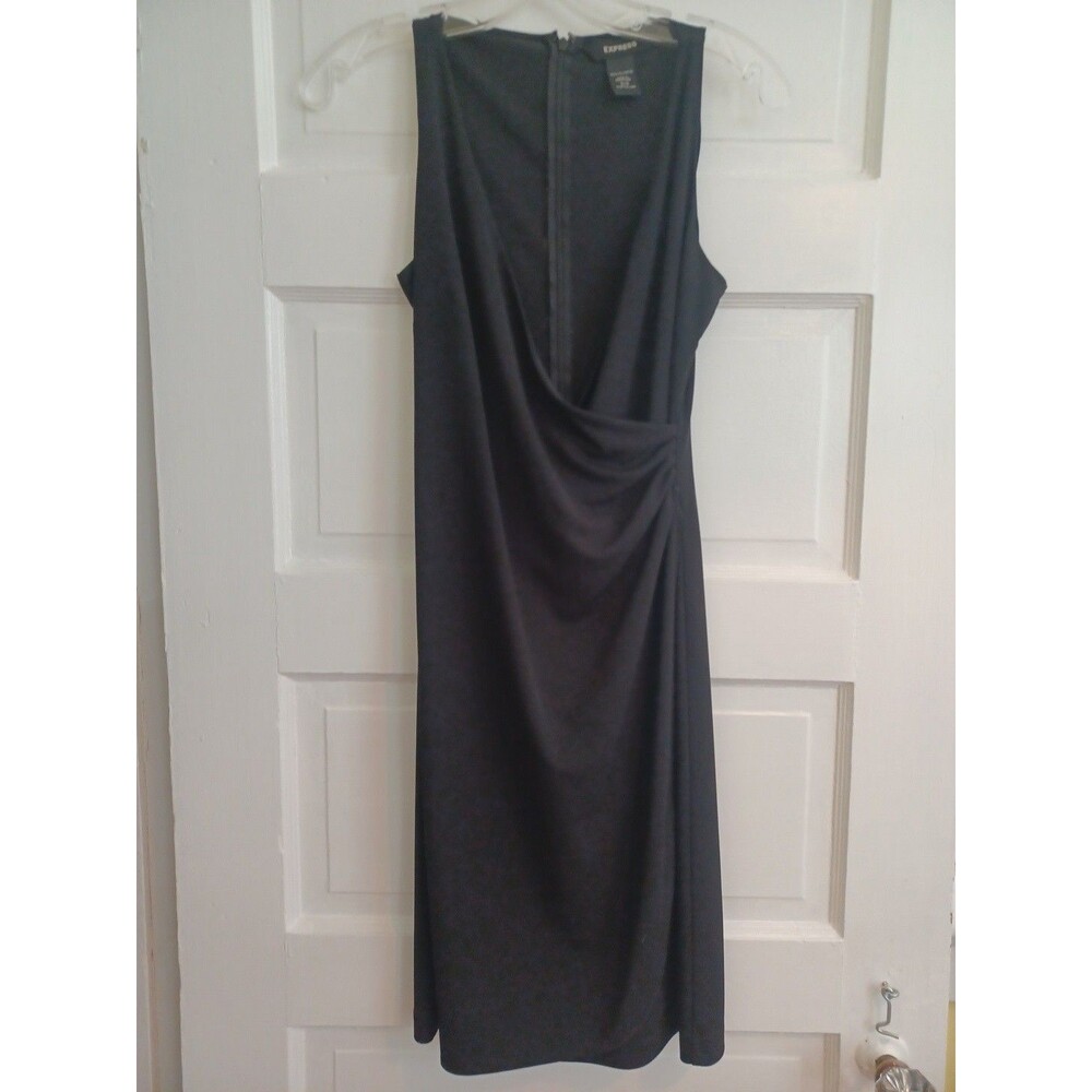 Express vintage black faux wrap dress sz 3/4 Y2K 90s sexy LBD knit retro disco